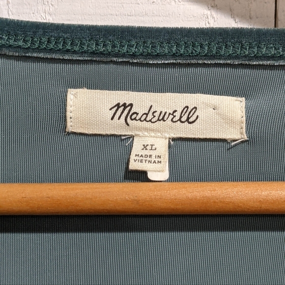 Madewell Ballet Velvet Wrap Top In Architect Green - Picture 10 of 14